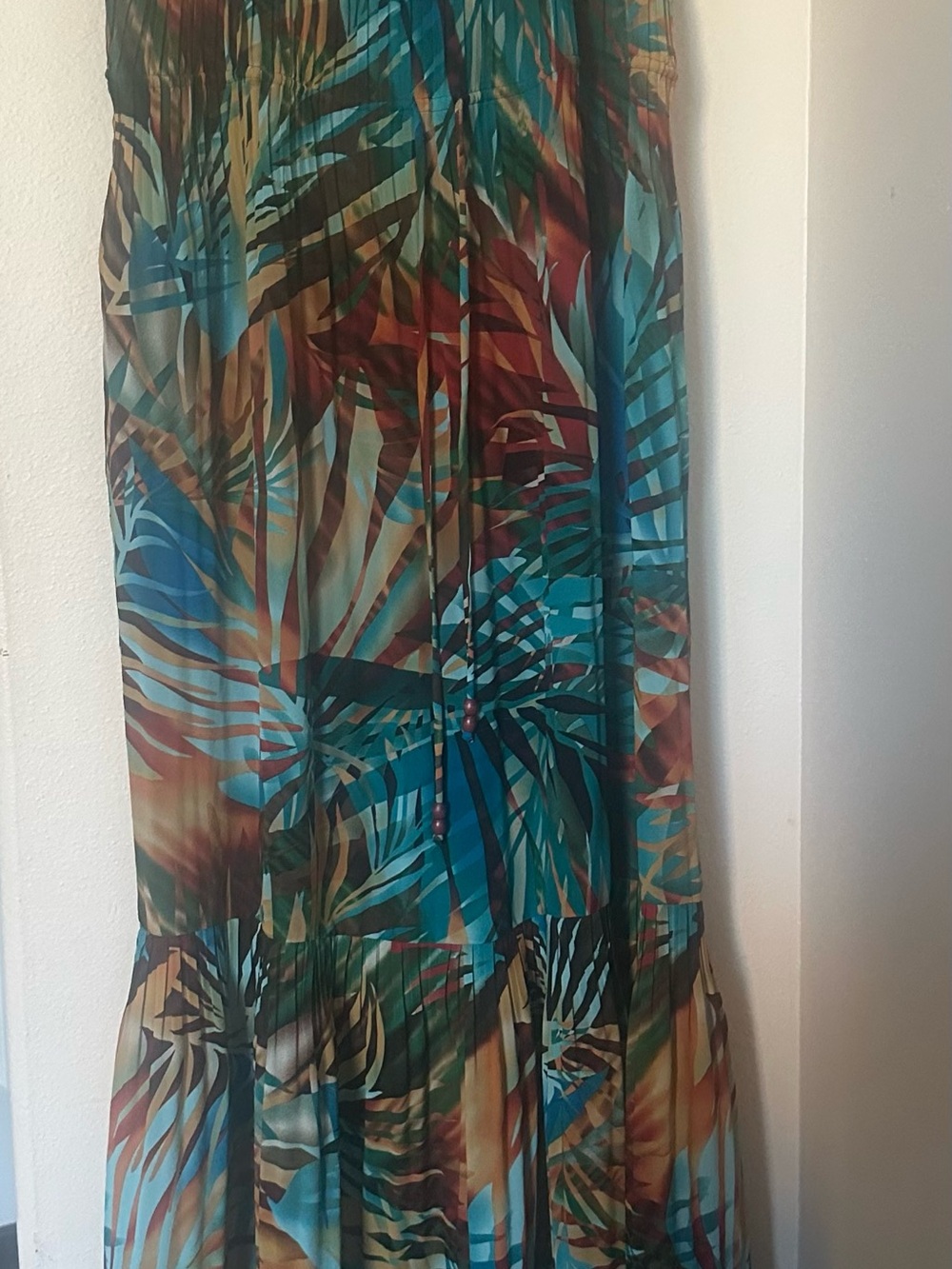 Robbie Bรฉe Teal Multi-Color Tropical Print Maxi Dress, SZ 18